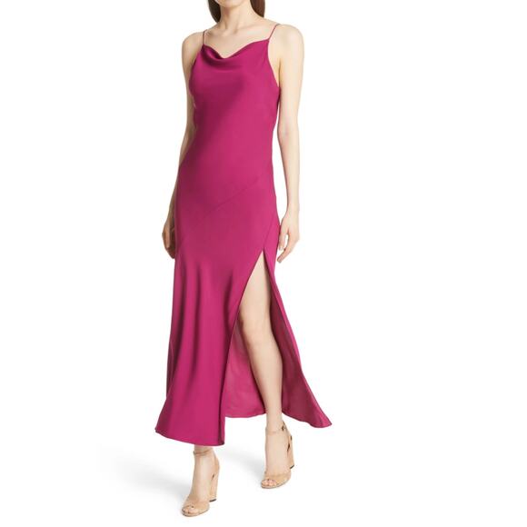 Theory Electric Pink Drape Back Silk Slip Dress | Size 6 | New With Tags - Picture 9 of 9